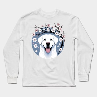 Braque Francais Pyrenean Enjoys Spring's Cherry Blossoms Long Sleeve T-Shirt